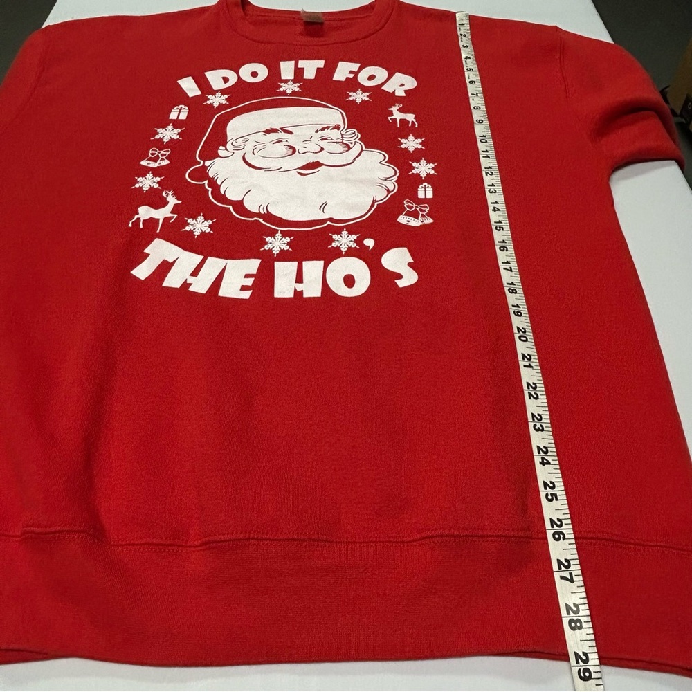 Mens Ugly Christmas Sweatshirt Size XL Pullover Crew Funny Graphic Parody Red - Picture 6 of 8